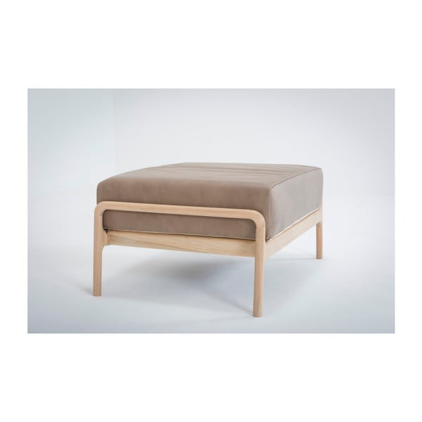 Helepruun pühvlinahast jalatool, mis on valmistatud täispuidust tammepuust Fawn - Gazzda-image-1