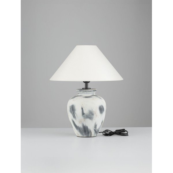 Valge/hall keraamiline laualamp tekstiilist varjuga (kõrgus 55 cm) Lupe - Nova Luce-image-2