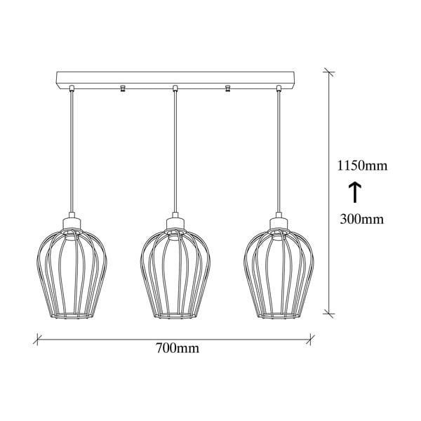 Must rippvalgusti 3 pirnile Tel Long - Opviq lights-image-3