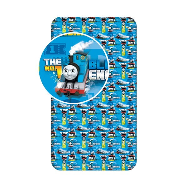 Sinine puuvillane laste lina 90x200 cm Thomas the Tank Engine - Jerry Fabrics