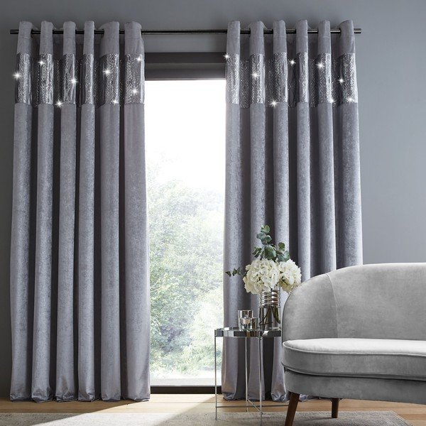 Hallid kardinad 2tk komplektis 168x137 cm Crushed Velvet Glamour Sequin - Catherine Lansfield-image-1