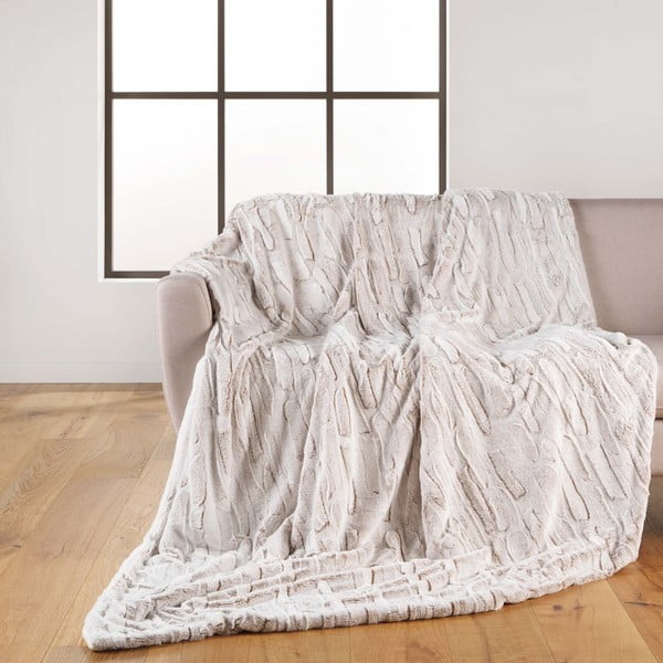 Beež mikroplüüs pleed 180x220 cm Lynx - douceur d'intérieur-image-1