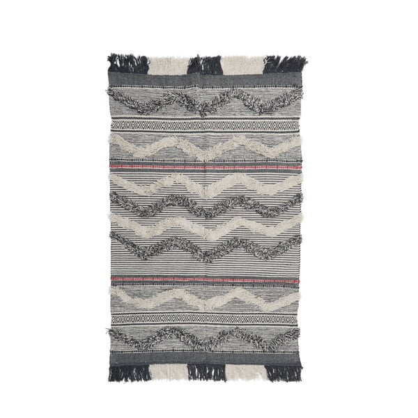 Bavlněný šedý koberec InArt Tribal, 120 x 180 cm