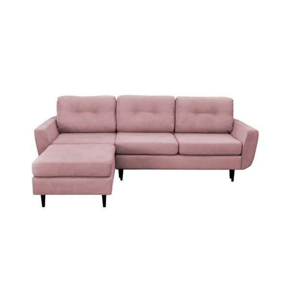 Světle růžová rozkládací pohovka s černými nohami Mazzini Sofas Hortensia, levý roh