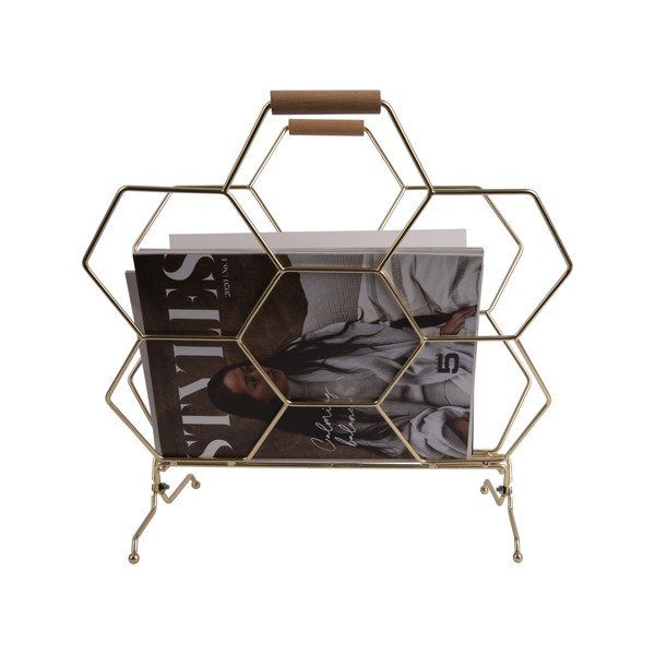 Kuldne metallist ajakirja riiul Honeycomb - PT LIVING-image-2