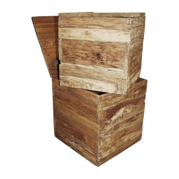 Sada 2 úložných boxů z teakového dřeva HSM Collection Rustic