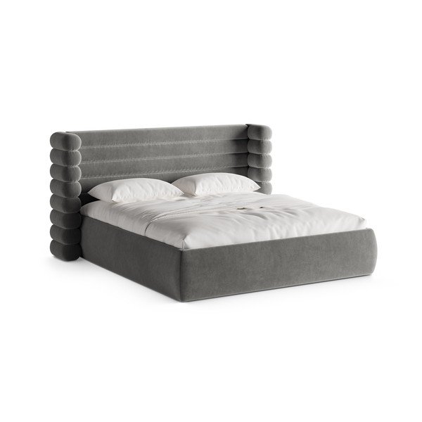 Hall polsterdatud kaheinimesevoodi koos panipaiga ja voodipõhjaga 160x200 cm Mount - Micadoni