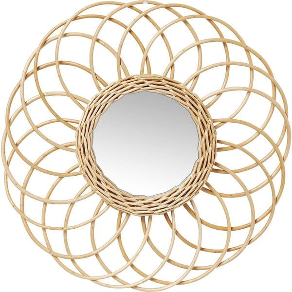 Nástěnné zrcadlo s ratanovým rámem Kare Design Swing, Ø 34 cm-image-1
