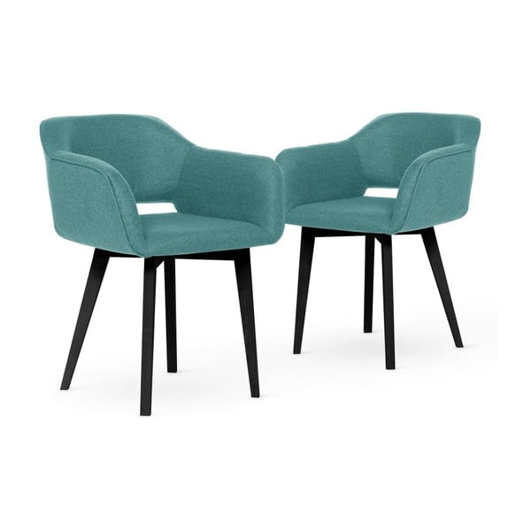 Sada 2 židlí v barvě modrá laguna s černými nohami My Pop Design Oldenburg