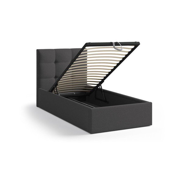 Antratsiitne polsterdatud üheinimesevoodi koos panipaiga ja voodipõhjaga 90x200 cm Phaedra - Micadoni-image-1