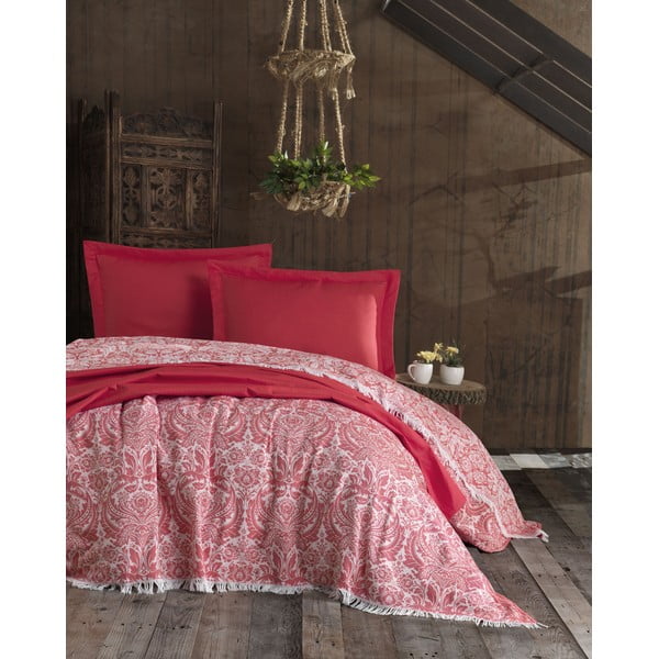 Punase puuvillase voodiplaadi ja 2 padjapüüri komplekt EnLora Home Red, 240 x 260 cm Nish - Mijolnir
