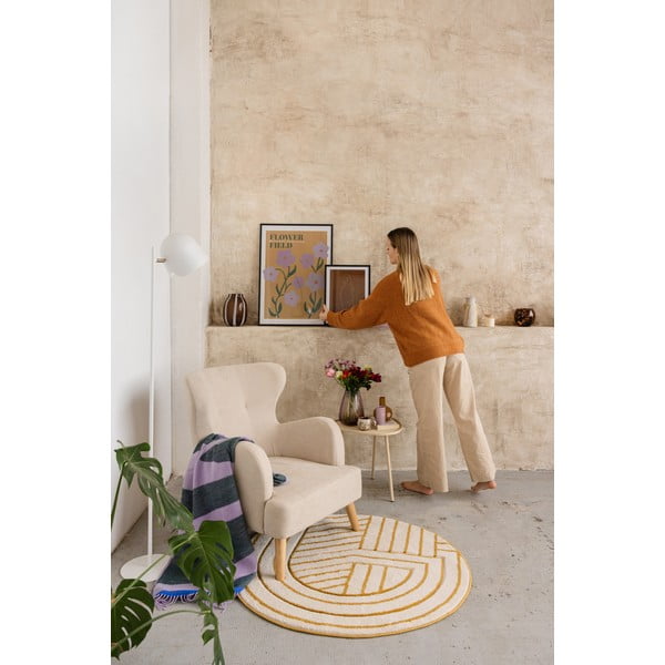 Valge ja kollane vaip, ø 110 cm Luisa - Nattiot-image-2