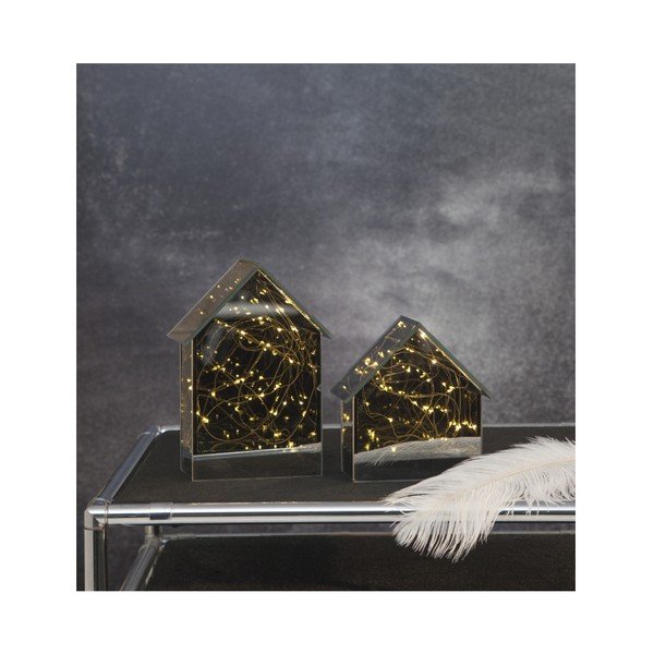 Skleněná LED dekorace Best Season Mirror House, výška 20 cm-image-2