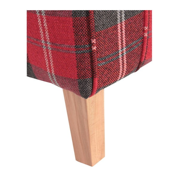 Punase ruudulise kõrvaga vintage tugitool Lorris - Max Winzer-image-4