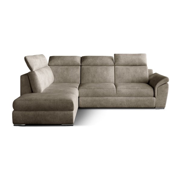 Beež sametist lahtikäiv/sahtliga nurgadiivan (vasak nurk/L-kujuline) Loreto – ELTAP