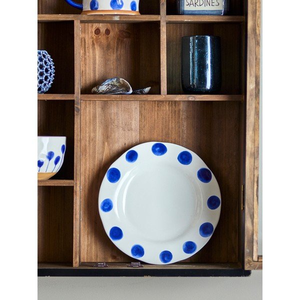 Valged/sinised magustoidutaldrikud 3-osalise komplektiga, valmistatud kivikeraamikast, läbimõõduga 22 cm Linora - Bloomingville-image-4