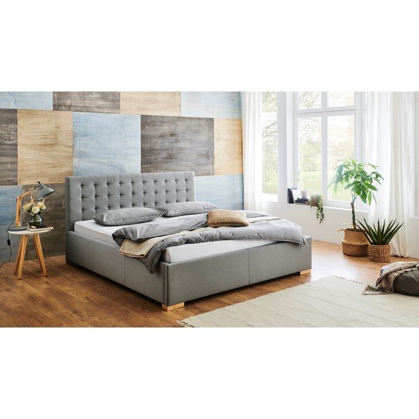 Hall polsterdatud kaheinimesevoodi 180x200 cm Malia - Meise Möbel-image-1