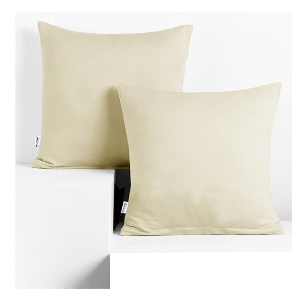 Sada 2 šedobéžových bavlněných povlaků na polštáře DecoKing Amber Beige, 40 x 40 cm