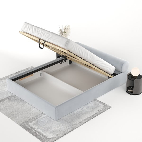 Helehall polsterdatud kaheinimesevoodi koos panipaiga ja voodipõhjaga 160x200 cm Solvo - Maison de Rêve-image-4