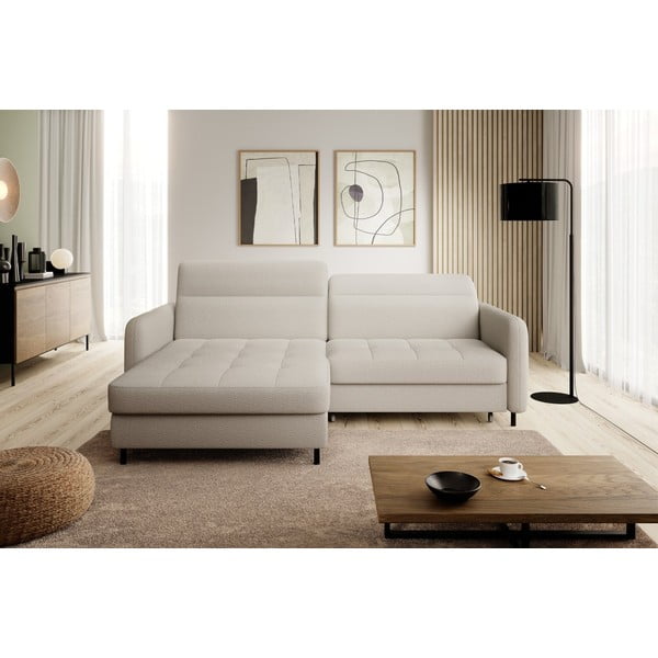 Beež bouclé-kangast lahtikäiv/sahtliga nurgadiivan (vasak nurk/lamamisosaga) Gomsi – ELTAP-image-3