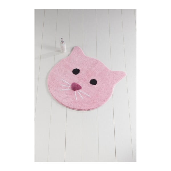 Růžová koupelnová předložka Cat, ⌀ 90 cm