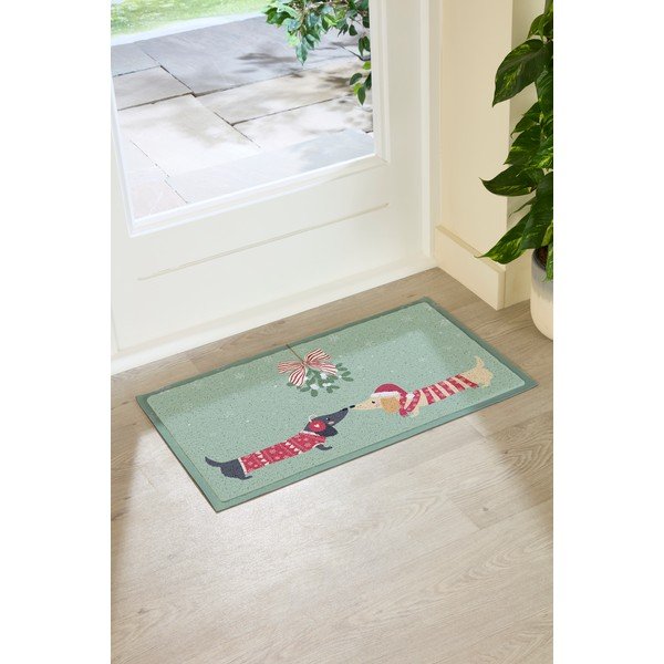 Jõuluteemaline uksematt taaskasutatud plastist 40x70 cm Christmas Sausage Dogs - Artsy Doormats-image-2