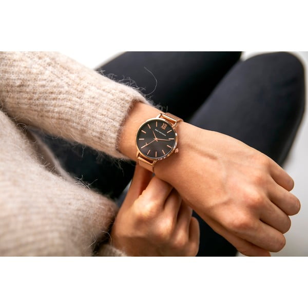 Dámské hodinky s páskem z nerezové oceli v barvě růžového zlata Emily Westwood Estrella-image-3