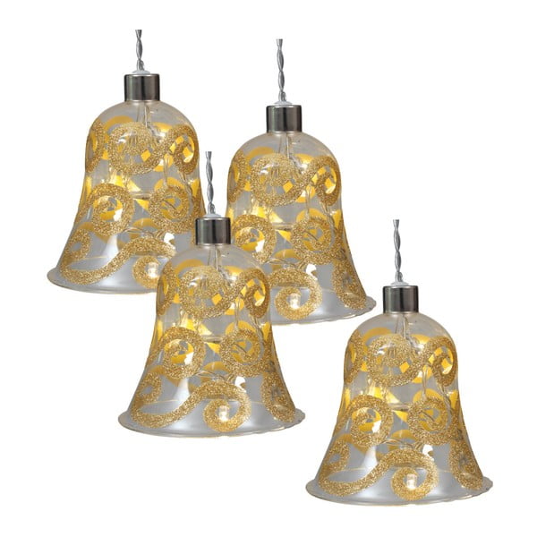 Sada 4 skleněných zvonečků se světýlky Naeve Fairy Bells