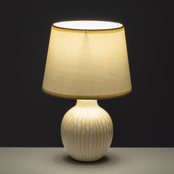 Kreem keraamiline laualamp tekstiilist varjuga (kõrgus 28 cm) - Casa Selección-image-1