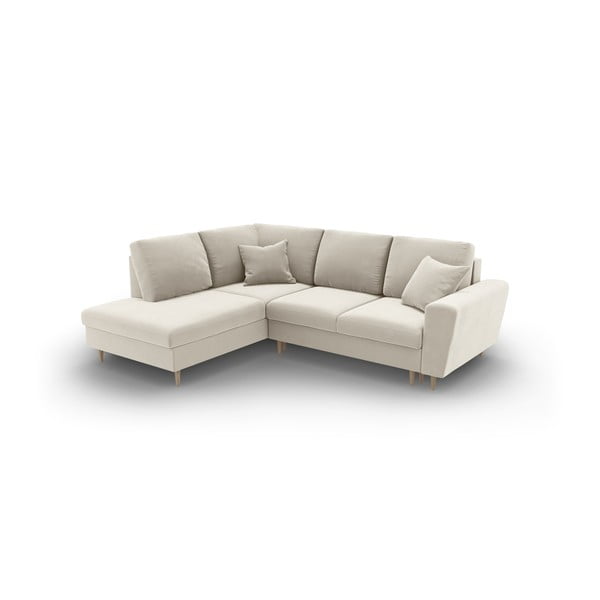 Beež sametist panipaigaga nurgadiivanvoodi (vasak nurk/"L"-kujuline) Kyoto - Cosmopolitan Design-image-1