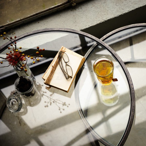 Hallist klaasist ümmargused kohvilaudad 2 tk ø 75 cm Duarte - Light & Living-image-2