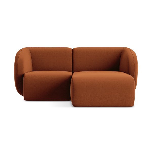 Terrakota värvi sametist nurgadiivan (parem nurk/diivanvoodiga) Lani - Makamii