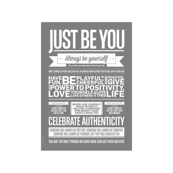 Autorský plakát Just Be You Grey, A3