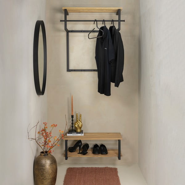 Must-puiduvärvi metallist seinanagi koos riiuliga Rizzoli - Spinder Design-image-2