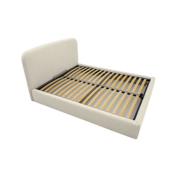 Kreem polsterdatud kaheinimesevoodi koos panipaiga ja voodipõhjaga 140x200 cm Sea - Scandic-image-3