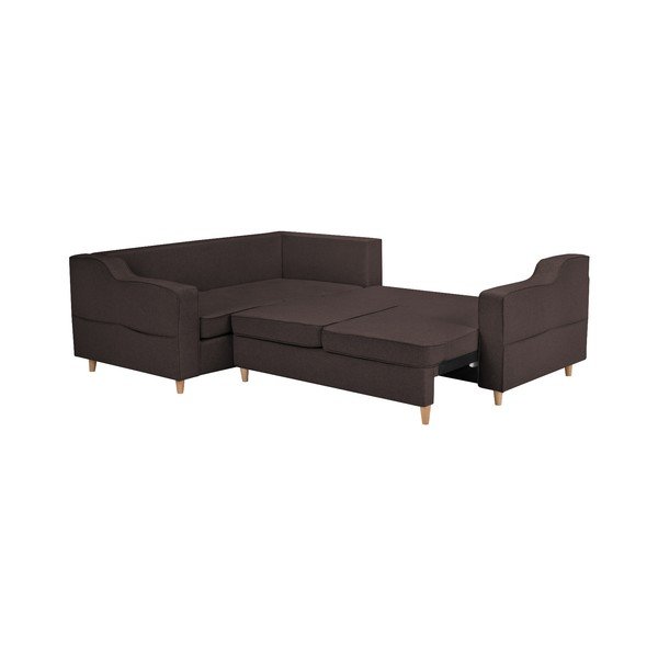Tmavě hnědá rozkládací čtyřmístná pohovka Mazzini Sofas Jonquille, levý roh-image-2