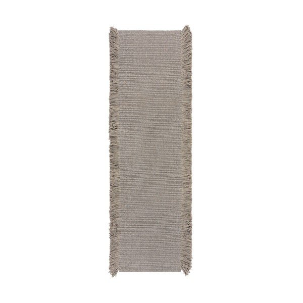 Hall käsitsi kootud villasegu vaip 60x230 cm Rene Fringed Ribbed - Flair Rugs