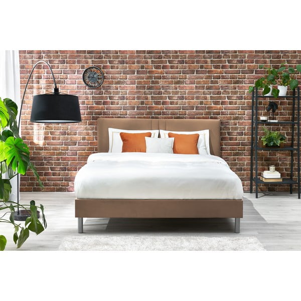 Helepruun pehme kaheinimesevoodi koos restiga 180x200 cm Kerry - Bobochic Paris-image-3