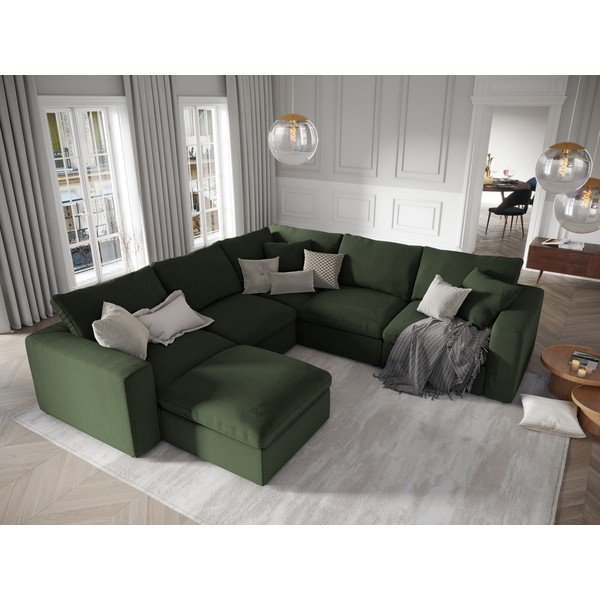 Tmavě zelená oboustranná rohová část modulární manšestrové pohovky Windsor & Co Sofas Galaxy-image-4