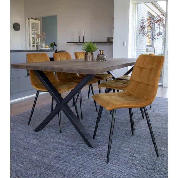 2 sinepikollase sametist polstriga söögitooli komplekt Middelfart - House Nordic-image-1