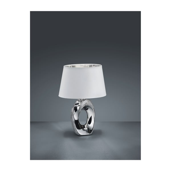 Valge ja hõbedane keraamiline ja riidest laualamp , kõrgus 33 cm Taba - Reality-image-2