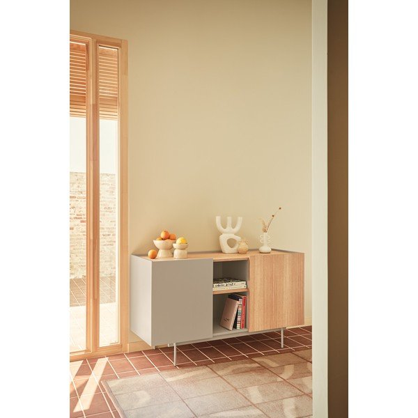 Beež/puiduvärvi tammedekooriga madal kummut 130x78 cm Otto - Teulat-image-1