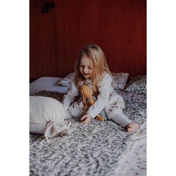 Roheline-kreem võrevoodi komplekt Green Floral - Malomi Kids-image-1