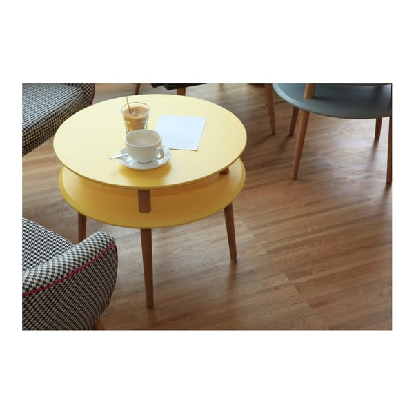 Graafiithall naturaalsete jalgadega kohvilaud UFO, Ø 70 cm Ufo - Ragaba-image-3