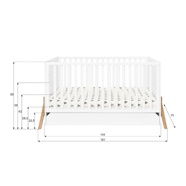 Valge võrevoodi sahtliga , 70 x 140 cm Lotta - BELLAMY-image-3