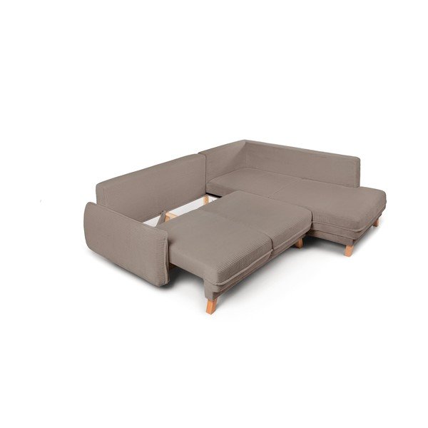 Taupe värvi velvetist diivanvoodi/panipaigaga nurgadiivan (vasak nurk/L-kujuline) Tori - Bonami Selection-image-2