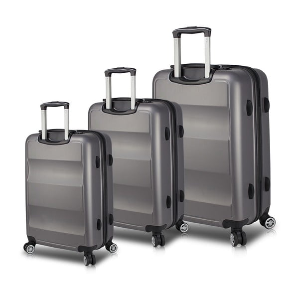Sada 3 šedých cestovních kufrů na kolečkách s USB porty My Valice LASSO Travel Set
