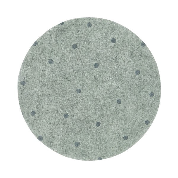 Heleroheline pestav käsitsi kootud puuvillane laste vaip ø140 cm Round Dot Blue Sage - Lorena Canals