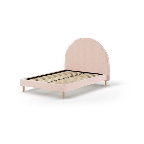 Roosa polsterdatud üheinimesevoodi koos restiga 140x200 cm MOON - Vipack-image-2