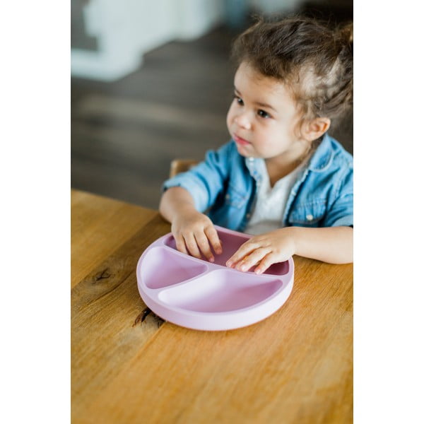 Heleroosa silikoonist beebi taldrik 19x20,5 cm – Kindsgut-image-1